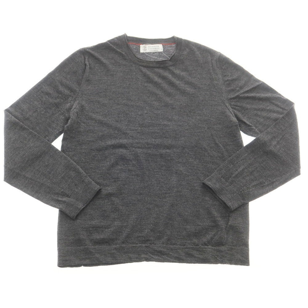 【中古】ブルネロクチネリ Brunello Cucinelli ハイゲージ カシミヤ系 クルーネック プルオーバーニット ダークグレー【 46 】【 状態ランクC 】【 メンズ 】