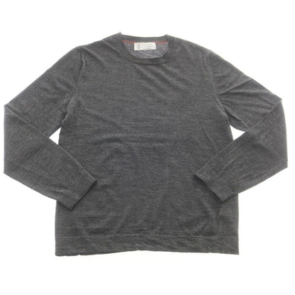 【中古】ブルネロクチネリ Brunello Cucinelli ハイゲージ カシミヤ系 クルーネック プルオーバーニット ダークグレー【 46 】【 状態ランクC 】【 メンズ 】