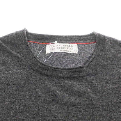 【中古】ブルネロクチネリ Brunello Cucinelli ハイゲージ カシミヤ系 クルーネック プルオーバーニット ダークグレー【 46 】【 状態ランクC 】【 メンズ 】
