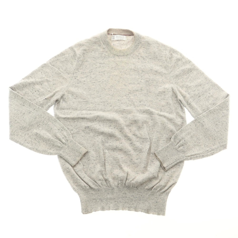 【中古】ブルネロクチネリ Brunello Cucinelli カシミヤ クルーネック プルオーバーニット ライトグレー【 46 】【 状態ランクD 】【 メンズ 】