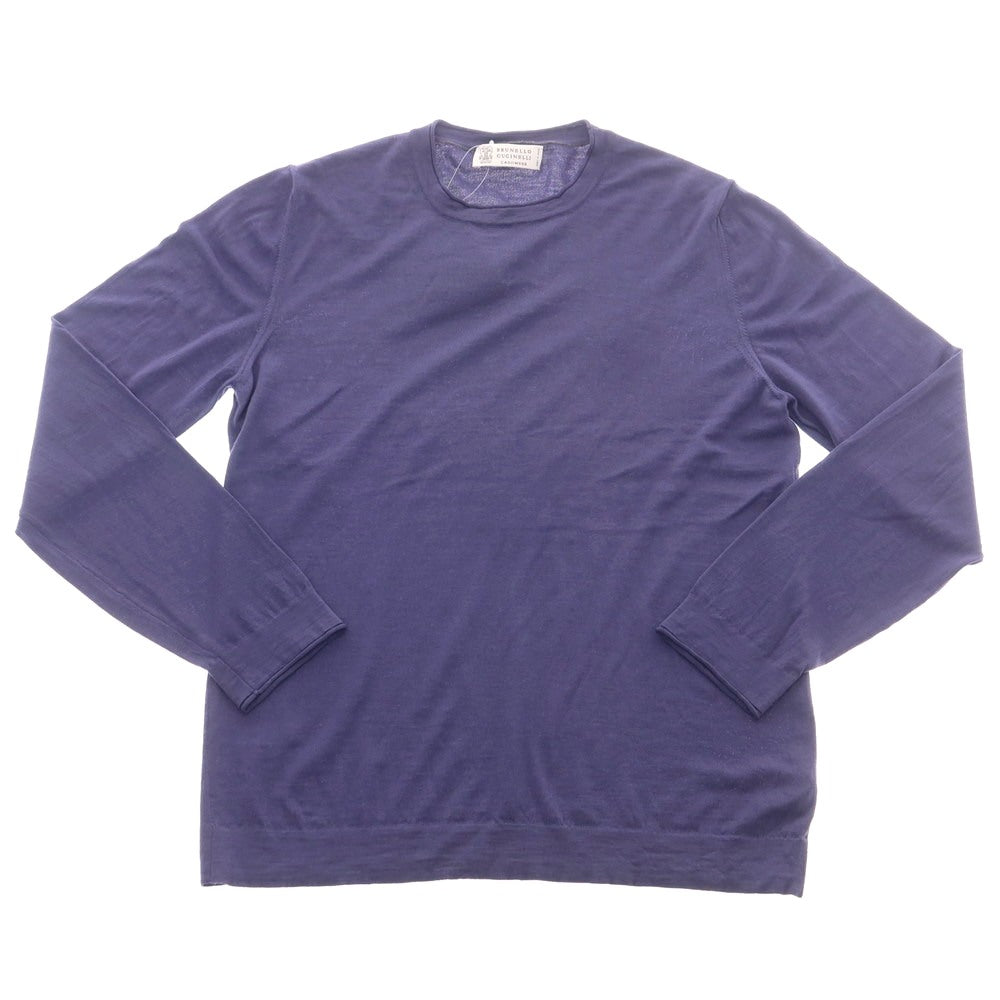 【中古】ブルネロクチネリ Brunello Cucinelli ハイゲージ ウールカシミヤ クルーネック プルオーバーニット ブルーパープル【 46 】【 状態ランクB 】【 メンズ 】