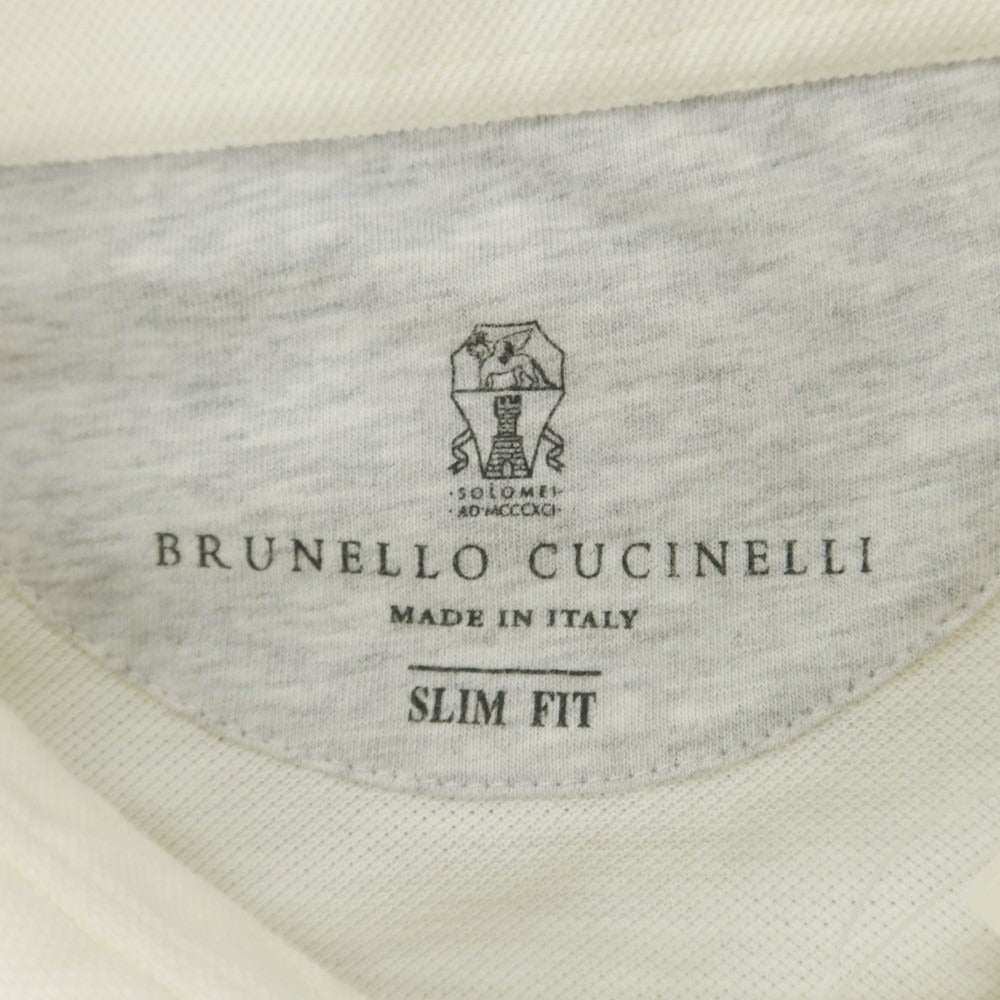 【中古】ブルネロクチネリ Brunello Cucinelli コットン 鹿の子 半袖ポロシャツ アイボリー【 S 】【 状態ランクB 】【 メンズ 】