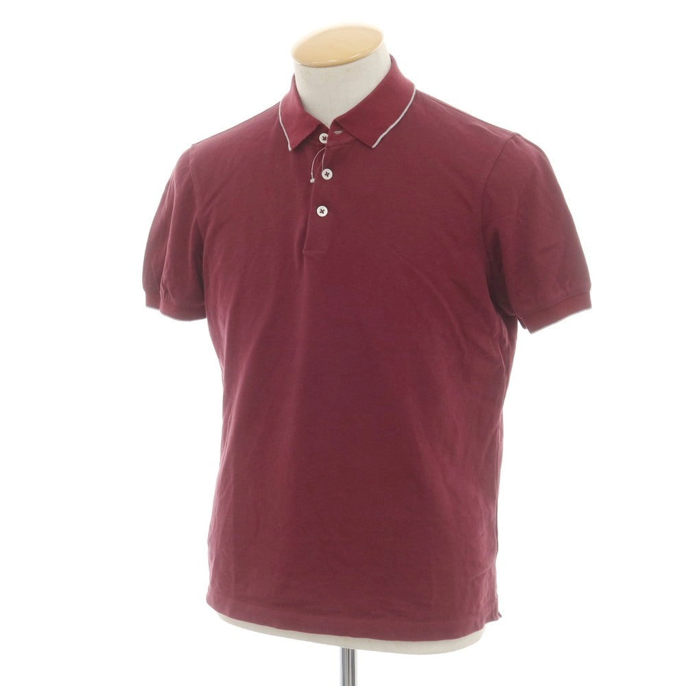 【中古】ブルネロクチネリ Brunello Cucinelli コットン 半袖ポロシャツ ボルドー【 S 】【 状態ランクC 】【 メンズ 】