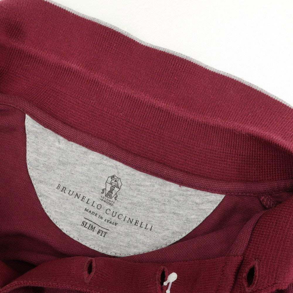 【中古】ブルネロクチネリ Brunello Cucinelli コットン 半袖ポロシャツ ボルドー【 S 】【 状態ランクC 】【 メンズ 】