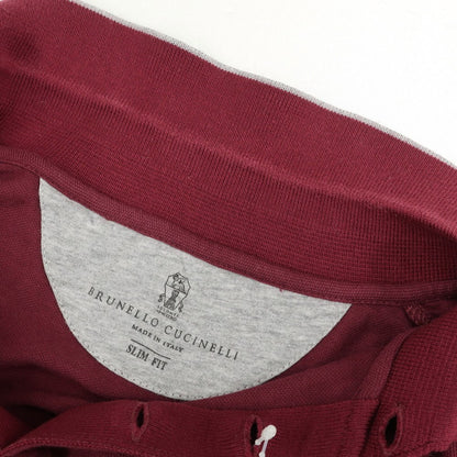 【中古】ブルネロクチネリ Brunello Cucinelli コットン 半袖ポロシャツ ボルドー【 S 】【 状態ランクC 】【 メンズ 】