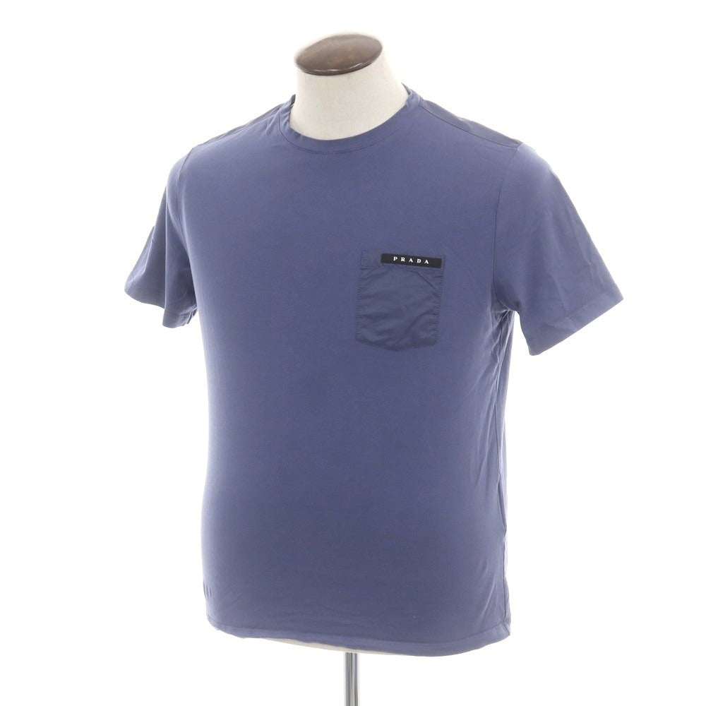 【中古】プラダ PRADA コットン系 クルーネック ポケット 半袖Ｔシャツ ダークスマルトブルー【 L 】【 状態ランクB 】【 メンズ 】