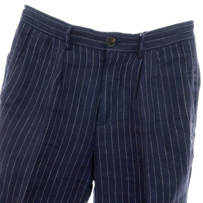 【中古】ブルネロクチネリ Brunello Cucinelli リネン ピンストライプ ドレススラックスパンツ ネイビーxホワイト【 44 】【 状態ランクC 】【 メンズ 】