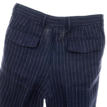 【中古】ブルネロクチネリ Brunello Cucinelli リネン ピンストライプ ドレススラックスパンツ ネイビーxホワイト【 44 】【 状態ランクC 】【 メンズ 】