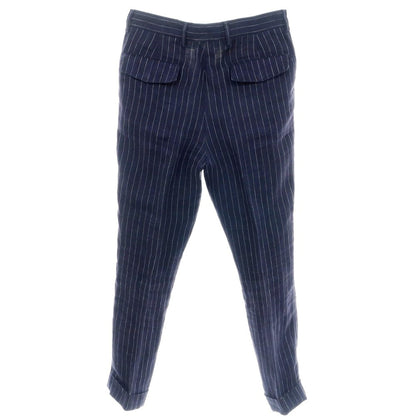 【中古】ブルネロクチネリ Brunello Cucinelli リネン ピンストライプ ドレススラックスパンツ ネイビーxホワイト【 44 】【 状態ランクC 】【 メンズ 】