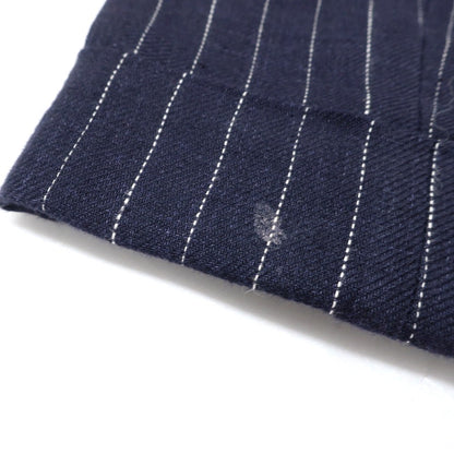 【中古】ブルネロクチネリ Brunello Cucinelli リネン ピンストライプ ドレススラックスパンツ ネイビーxホワイト【 44 】【 状態ランクC 】【 メンズ 】