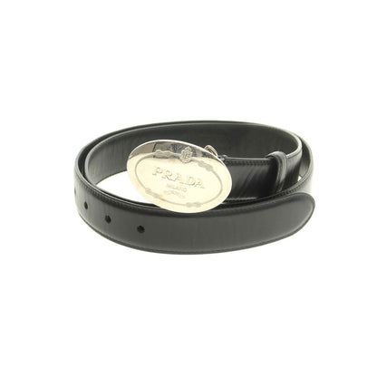 【中古】プラダ PRADA オーバルバックル レザー ベルト ブラック【 90 】【 状態ランクC 】【 メンズ 】