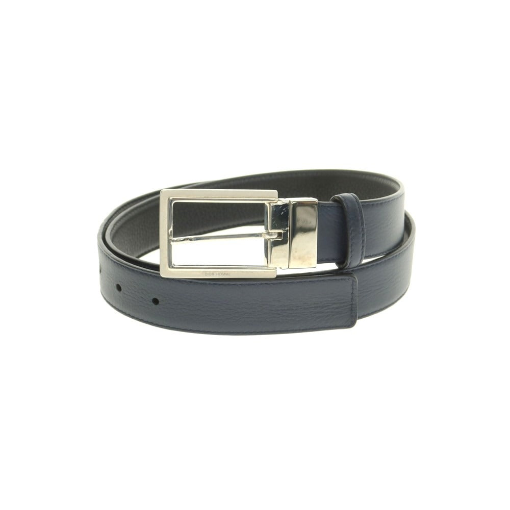 【中古】ディオールオム Dior Homme リバーシブル レザー ベルト ダークネイビーxブラック【 状態ランクC 】【 メンズ 】