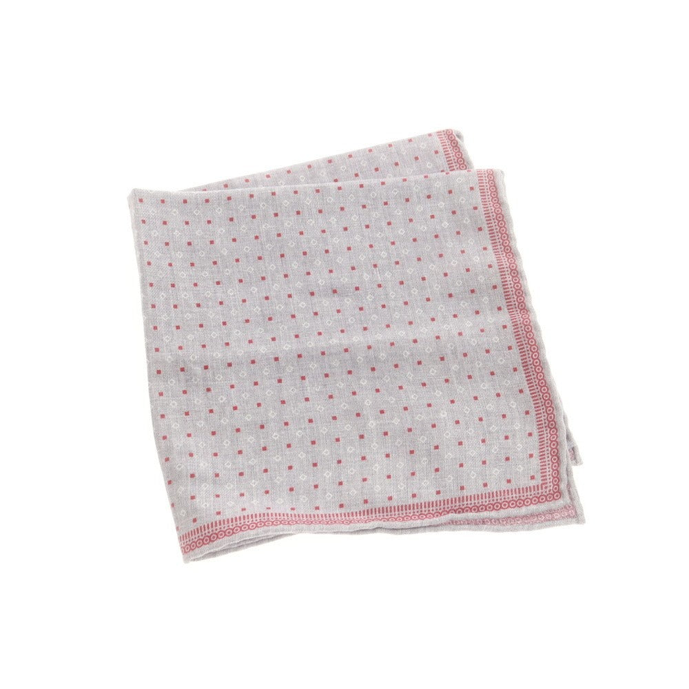 【中古】ブルネロクチネリ Brunello Cucinelli コットンウール ポケットチーフ グレーxレッド【 状態ランクB 】【 メンズ 】