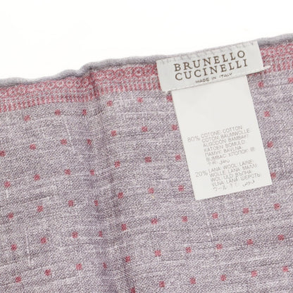 【中古】ブルネロクチネリ Brunello Cucinelli コットンウール ポケットチーフ グレーxレッド【 状態ランクB 】【 メンズ 】