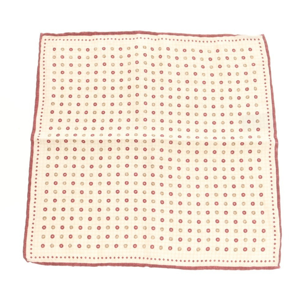 【中古】ブルネロクチネリ Brunello Cucinelli シルク ポケットチーフ オフホワイトxレッド【 状態ランクB 】【 メンズ 】