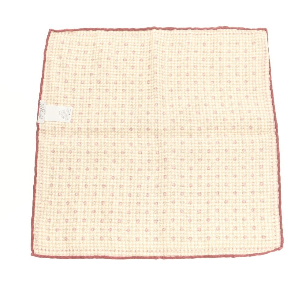 【中古】ブルネロクチネリ Brunello Cucinelli シルク ポケットチーフ オフホワイトxレッド【 状態ランクB 】【 メンズ 】