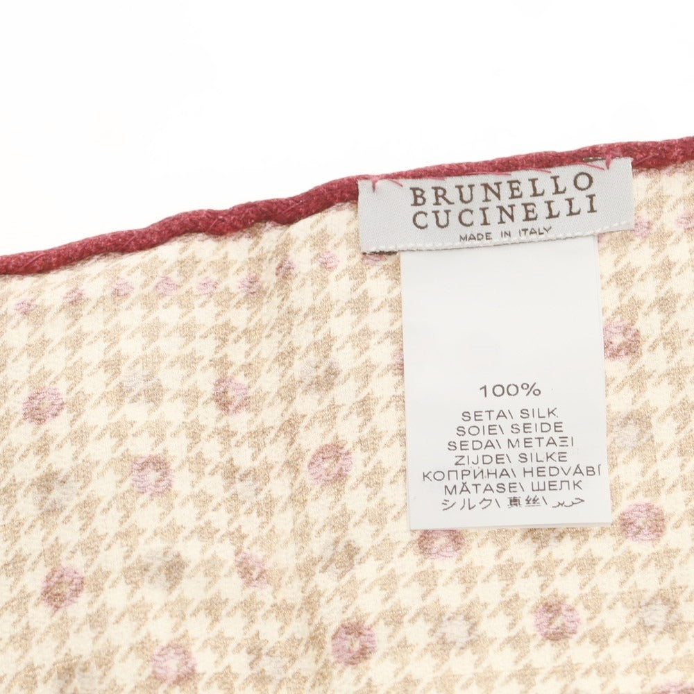 【中古】ブルネロクチネリ Brunello Cucinelli シルク ポケットチーフ オフホワイトxレッド【 状態ランクB 】【 メンズ 】