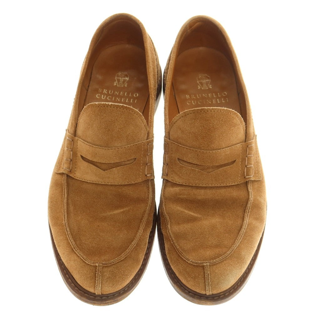 【中古】ブルネロクチネリ Brunello Cucinelli スエード コインローファー ブラウン【 42 】【 状態ランクC 】【 メンズ 】