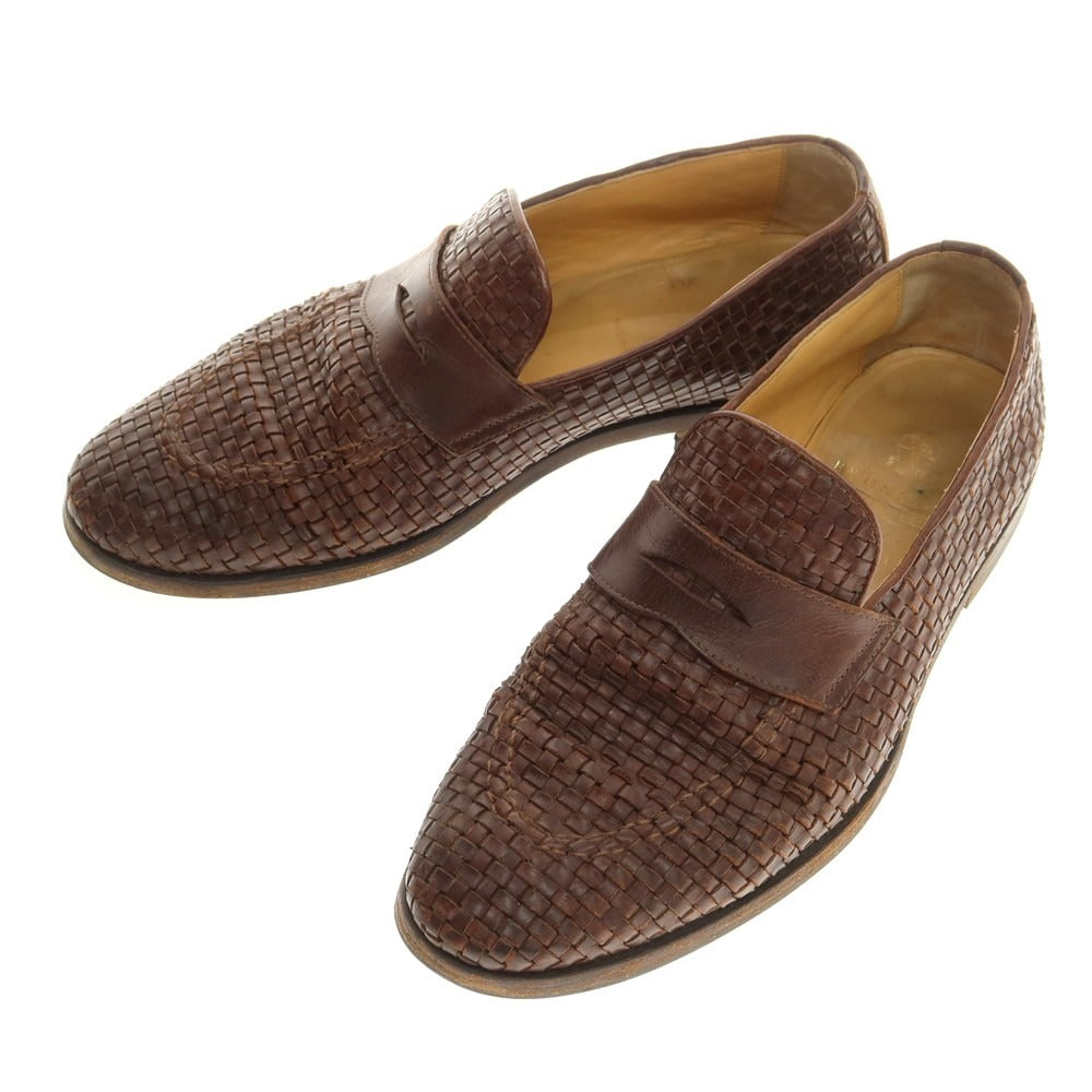 【中古】ブルネロクチネリ Brunello Cucinelli イントレチャートレザー コインローファー ブラウン【 42 1/2 】【 状態ランクD 】【 メンズ 】