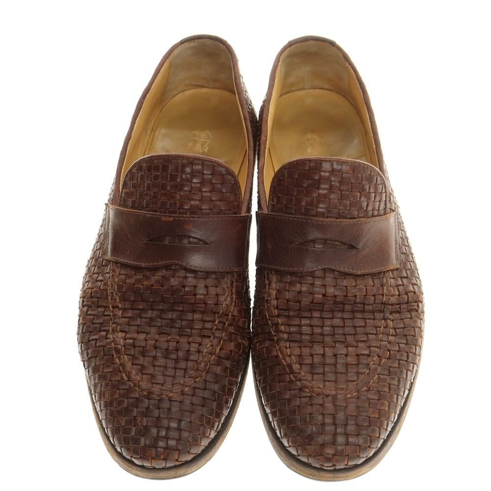 【中古】ブルネロクチネリ Brunello Cucinelli イントレチャートレザー コインローファー ブラウン【 42 1/2 】【 状態ランクD 】【 メンズ 】