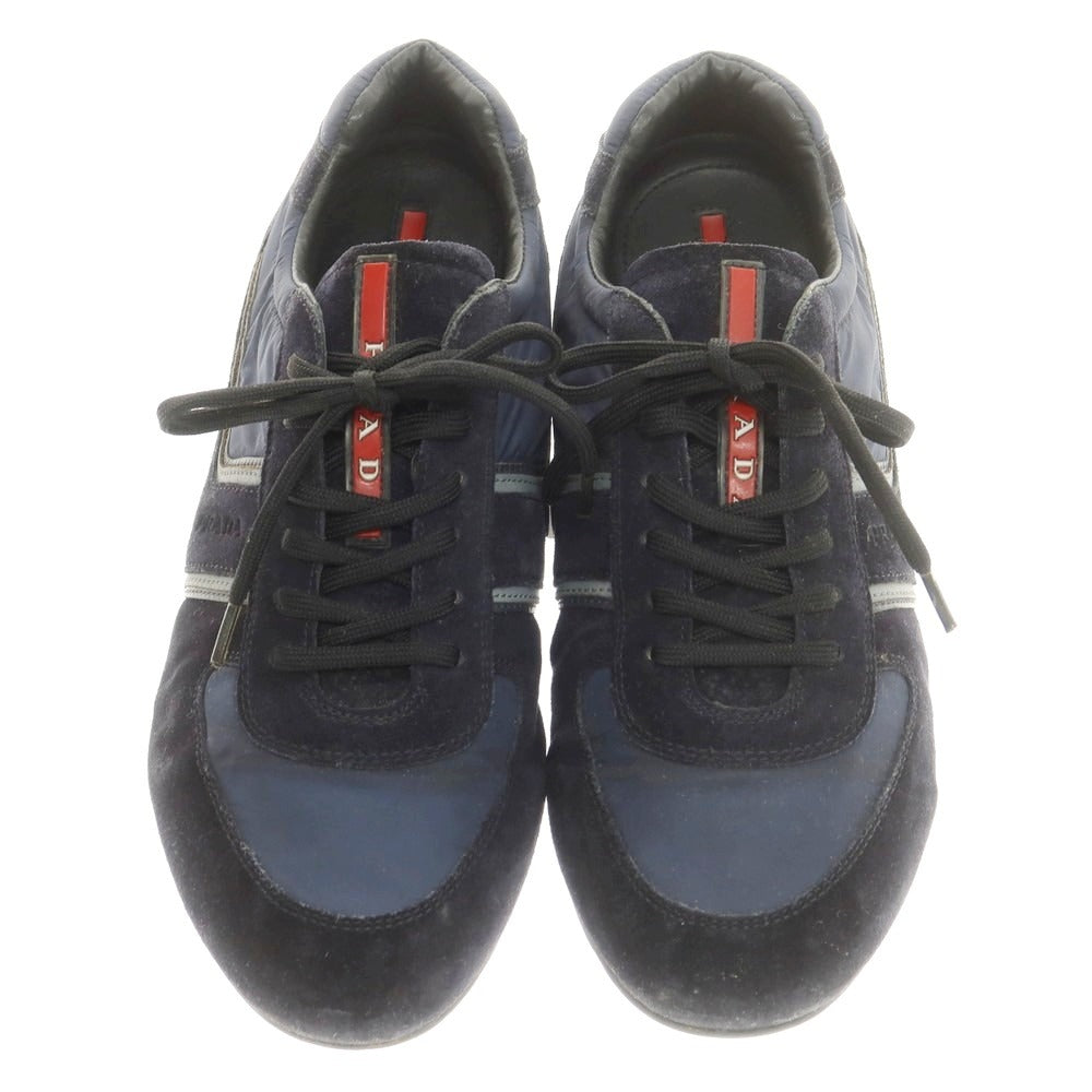 【中古】プラダスポーツ PRADA SPORTS スエード×ナイロン スニーカー ネイビー【 8 1/2 】【 状態ランクC 】【 メンズ 】