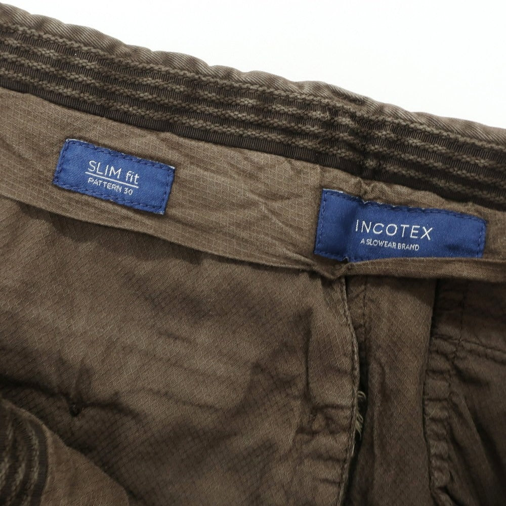 【中古】インコテックス INCOTEX CONMFORTCHINO ストレッチ コットン カジュアルスラックスパンツ ダークブラウン系【サイズ44】【 状態ランクC 】【 メンズ 】[EPD]