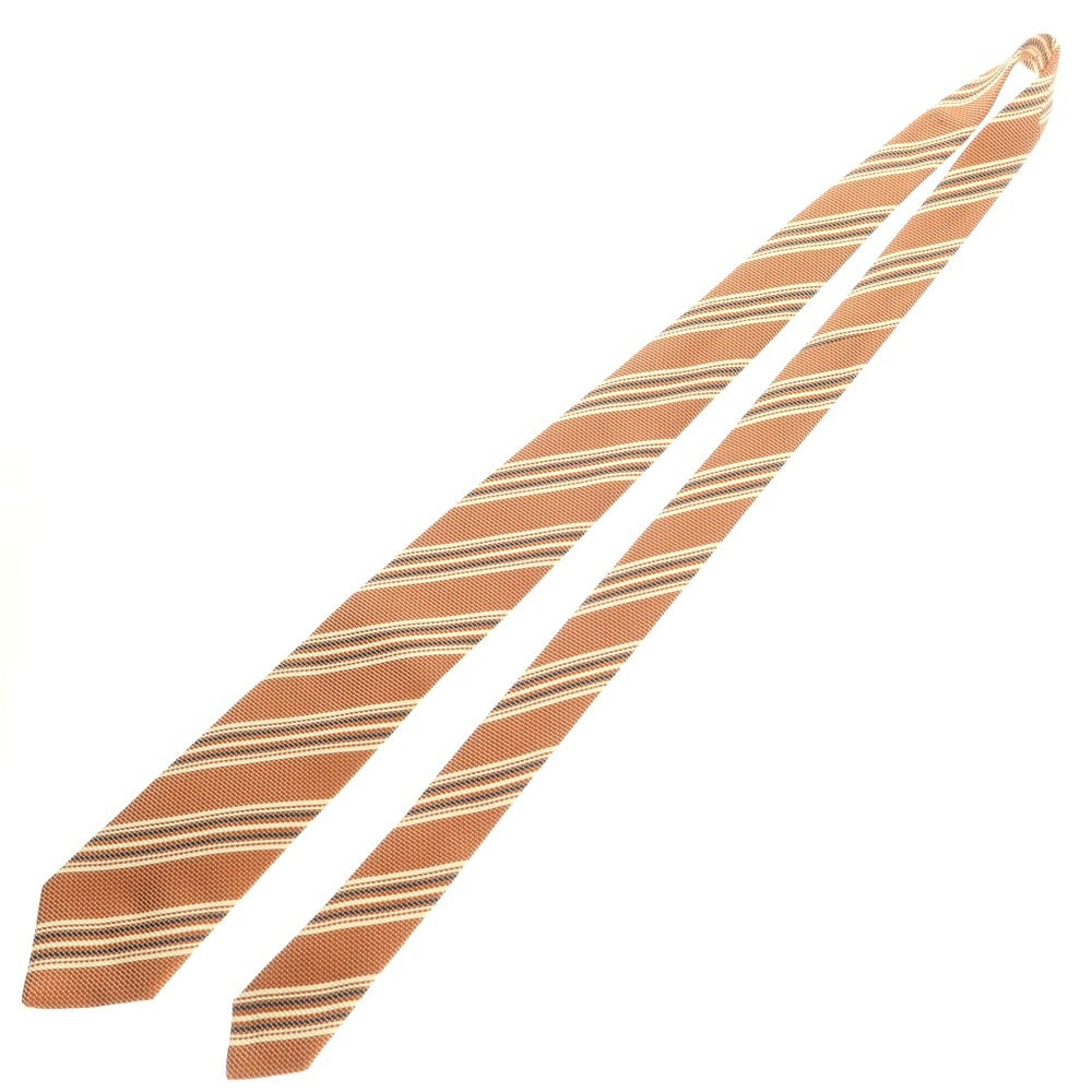 【中古】ルイジ ボレッリ Luigi Borrelli シルク ストライプ柄ネクタイ オレンジ【 状態ランクB 】【 メンズ 】