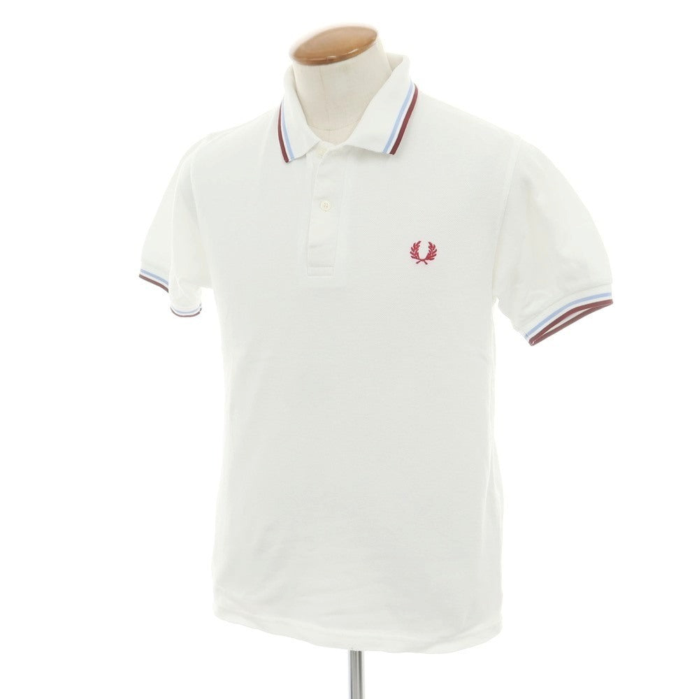 【中古】フレッドペリー FRED PERRY コットン 鹿の子 半袖ポロシャツ ホワイト【 38 】【 状態ランクC 】【 メンズ 】