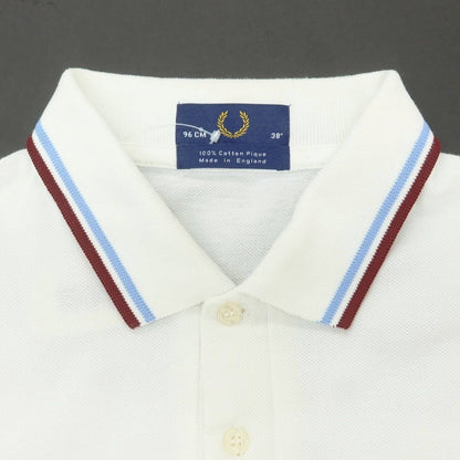 【中古】フレッドペリー FRED PERRY コットン 鹿の子 半袖ポロシャツ ホワイト【 38 】【 状態ランクC 】【 メンズ 】