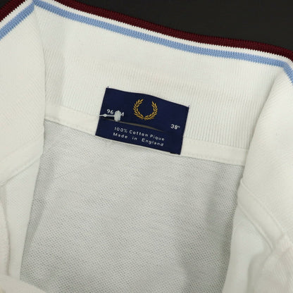 【中古】フレッドペリー FRED PERRY コットン 鹿の子 半袖ポロシャツ ホワイト【 38 】【 状態ランクC 】【 メンズ 】