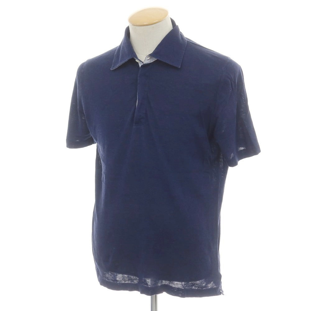 【中古】エルメネジルドゼニア Ermenegildo Zegna コットン 半袖ポロシャツ ネイビー【 S 】【 状態ランクC 】【 メンズ 】