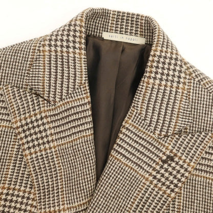 【中古】デペトリロ DE PETRILLO ウール チェック テーラードジャケット ブラウン系【 42 】【 状態ランクC 】【 メンズ 】