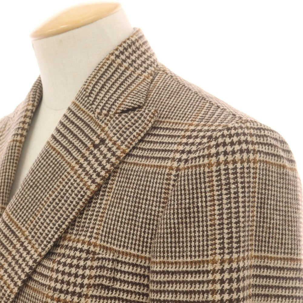 【中古】デペトリロ DE PETRILLO ウール チェック テーラードジャケット ブラウン系【 42 】【 状態ランクC 】【 メンズ 】