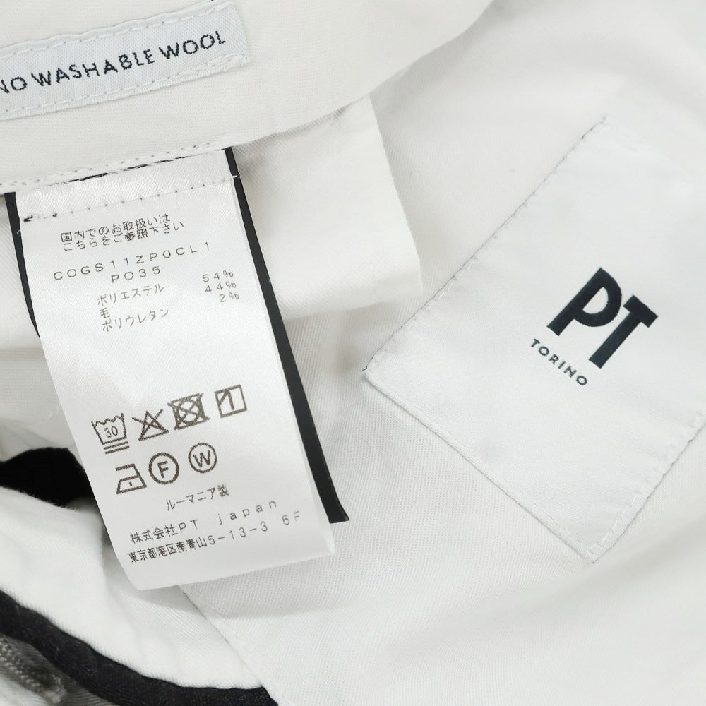 【中古】ピーティートリノ PT TORINO TECHNO WASHABLE WOOL ストレッチ ポリエステルウール ドレススラックスパンツ チャコール【 48 】【 状態ランクB 】【 メンズ 】 [DPD]