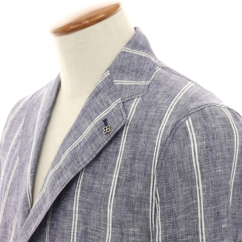【中古】タリアトーレ TAGLIATORE リネン ストライプ テーラードジャケット ブルー【 46 】【 状態ランクA 】【 メンズ 】