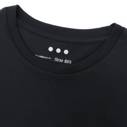 【中古】スリードッツ three dots コットンポリエステル クルーネック 半袖Ｔシャツ ブラック【 M 】【 状態ランクB 】【 メンズ 】