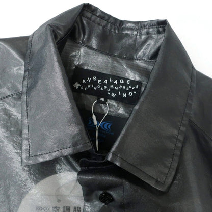 【中古】【未使用】アンリアレイジ ANREALAGE 2025年春夏 WINDPROOF ORGANDY SHIRTS ポリエステル カジュアルシャツ ブラック【 46 】【 状態ランクS 】【 メンズ 】