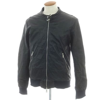 【中古】ジョルジオブラット GIORGIO BRATO パンチング ラムレザー ライダースジャケット ブラック【 50 】【 状態ランクC 】【 メンズ 】
