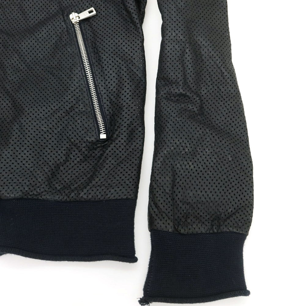 【中古】ジョルジオブラット GIORGIO BRATO パンチング ラムレザー ライダースジャケット ブラック【 50 】【 状態ランクC 】【 メンズ 】