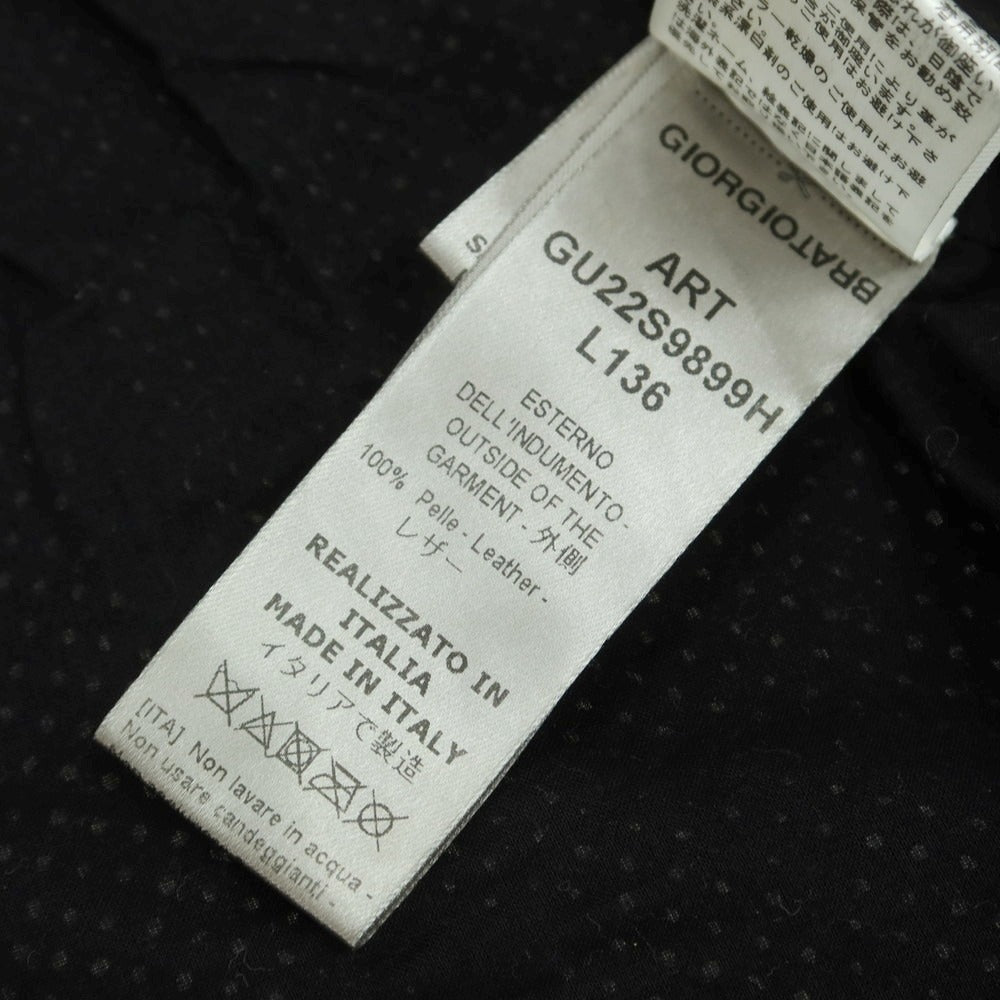 【中古】ジョルジオブラット GIORGIO BRATO パンチング ラムレザー ライダースジャケット ブラック【 50 】【 状態ランクC 】【 メンズ 】