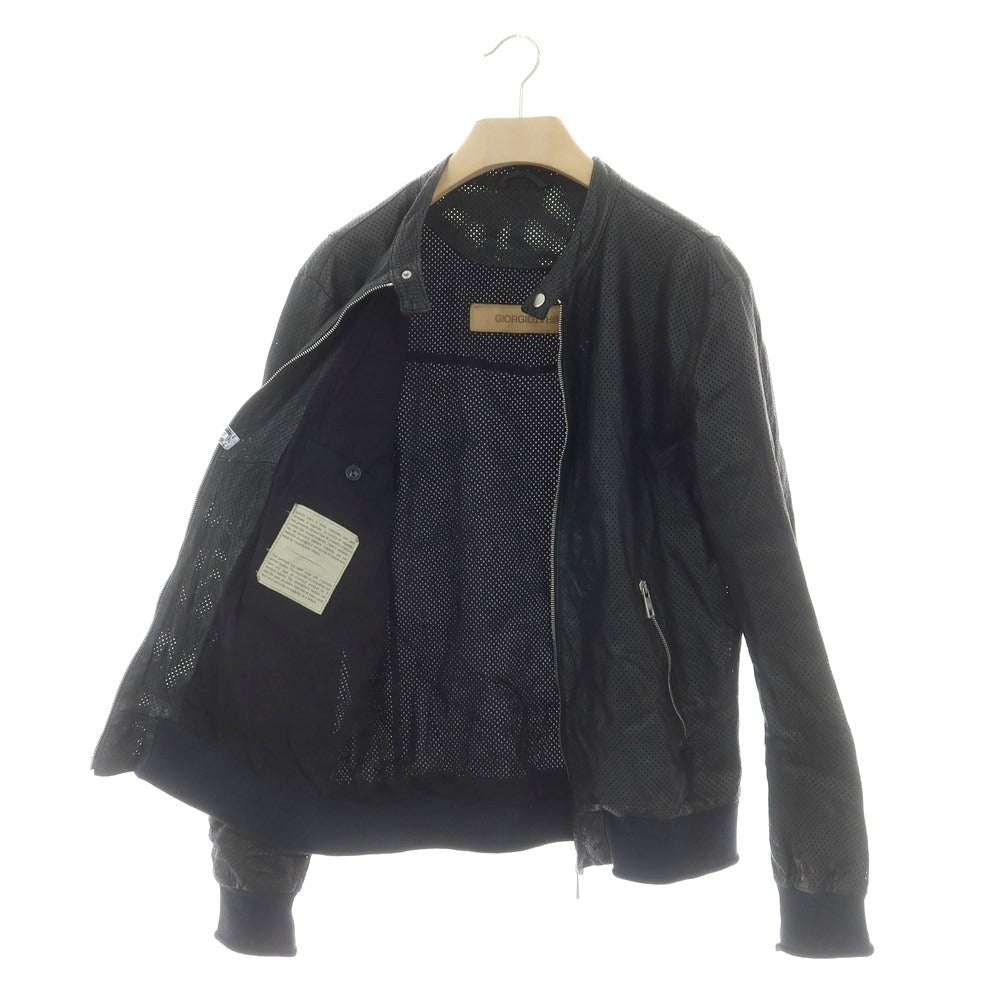 【中古】ジョルジオブラット GIORGIO BRATO パンチング ラムレザー ライダースジャケット ブラック【 50 】【 状態ランクC 】【 メンズ 】