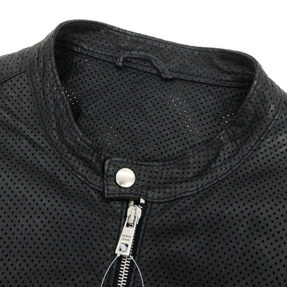 【中古】ジョルジオブラット GIORGIO BRATO パンチング ラムレザー ライダースジャケット ブラック【 50 】【 状態ランクC 】【 メンズ 】