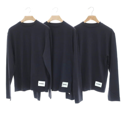 【中古】ジルサンダー JIL SANDER 3枚セット オーガニックコットン クルーネック 長袖Ｔシャツ グレイッシュネイビー系【 S 】【 状態ランクB 】【 メンズ 】