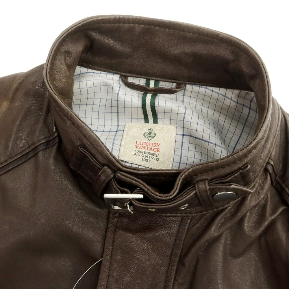 【中古】ルイジボレッリ ラグジュアリーヴィンテージ LUIGIBORRELLI LUXURY VINTAGE レザーブルゾン ダークブラウン【 表記なし（S位） 】【 状態ランクD 】【 メンズ 】