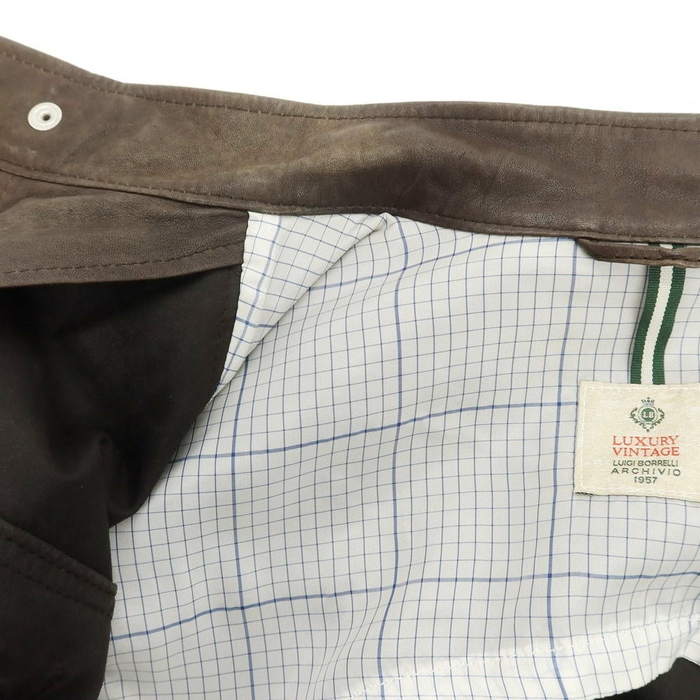 【中古】ルイジボレッリ ラグジュアリーヴィンテージ LUIGIBORRELLI LUXURY VINTAGE レザーブルゾン ダークブラウン【 表記なし（S位） 】【 状態ランクD 】【 メンズ 】