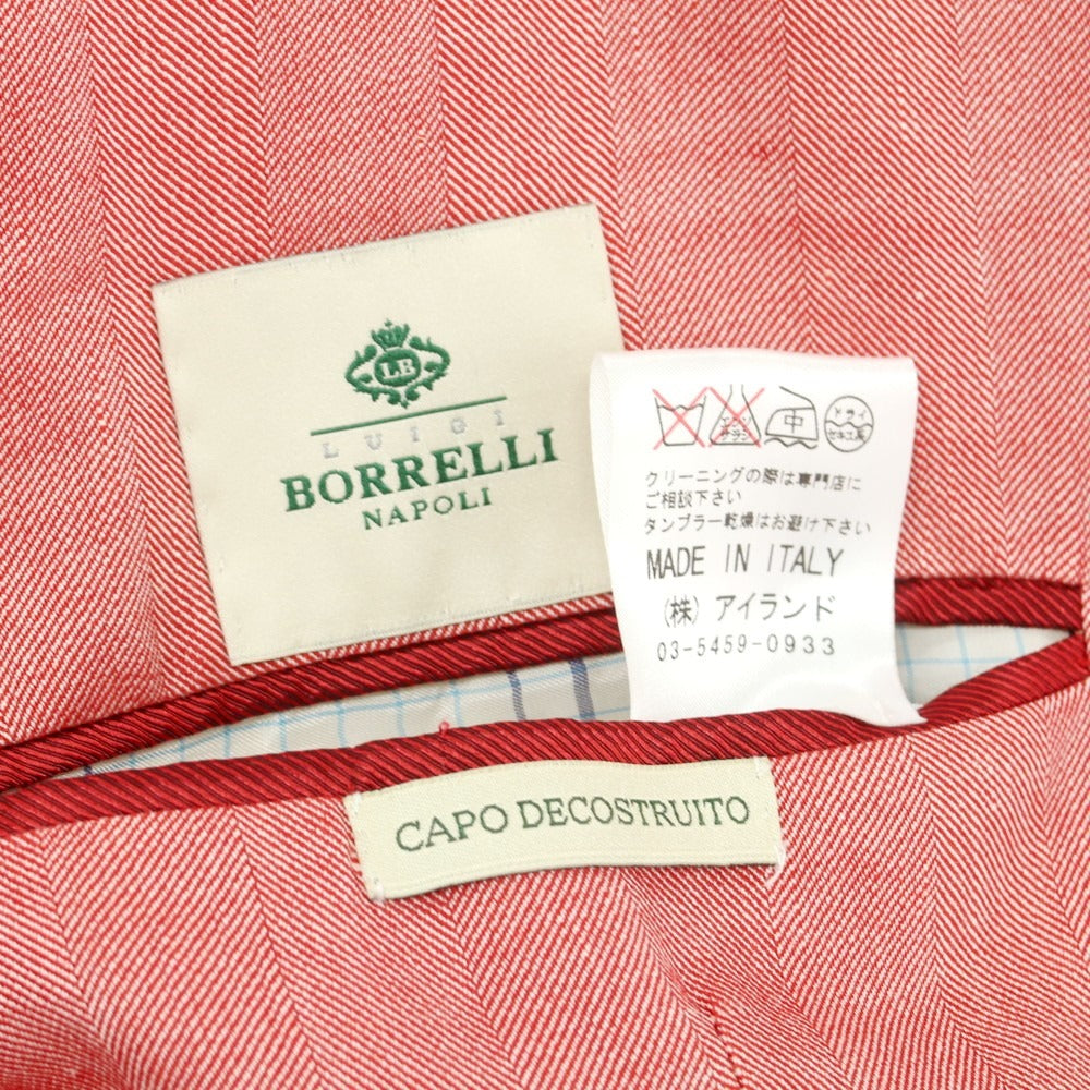 【中古】ルイジ ボレッリ Luigi Borrelli リネンカシミヤ系 テーラードジャケット レッド【 48 】【 状態ランクC 】【 メンズ 】