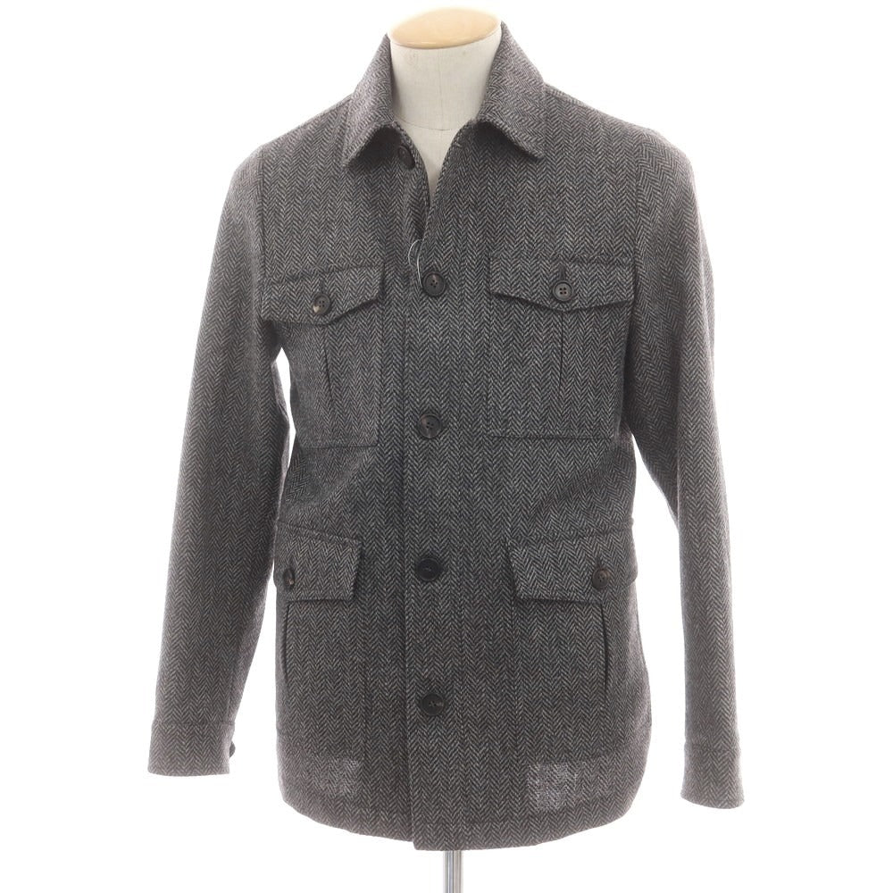 【中古】ルイジ ボレッリ Luigi Borrelli ヘリンボーンウール サファリジャケット グレー系【 44 】【 状態ランクB 】【 メンズ 】