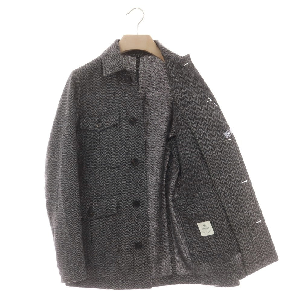 【中古】ルイジ ボレッリ Luigi Borrelli ヘリンボーンウール サファリジャケット グレー系【 44 】【 状態ランクB 】【 メンズ 】