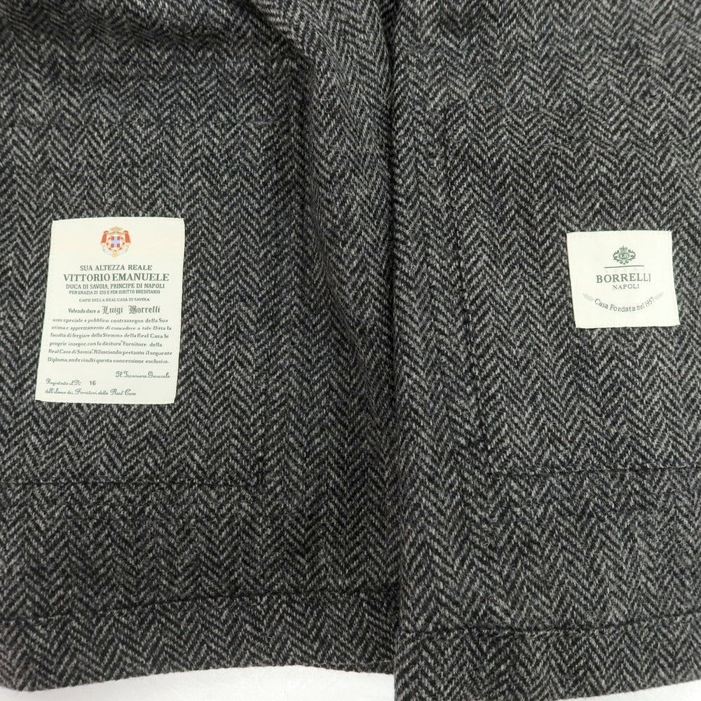 【中古】ルイジ ボレッリ Luigi Borrelli ヘリンボーンウール サファリジャケット グレー系【 44 】【 状態ランクB 】【 メンズ 】
