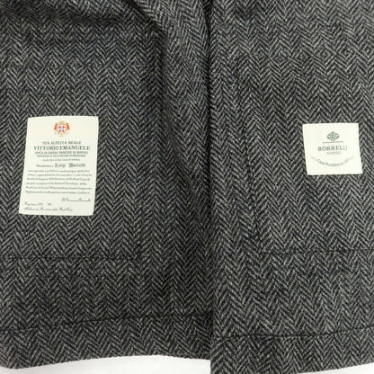 【中古】ルイジ ボレッリ Luigi Borrelli ヘリンボーンウール サファリジャケット グレー系【 44 】【 状態ランクB 】【 メンズ 】